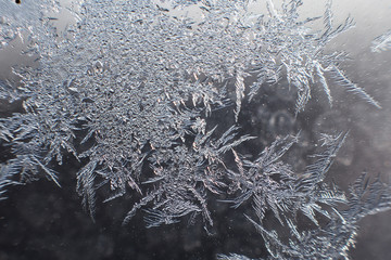 snow pattern on the glass from frost