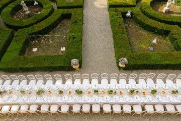 Wall Mural - Elegant table setting for wedding at castle
