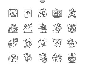 Poster - The Day of Snowdrop Well-crafted Pixel Perfect Vector Thin Line Icons 30 2x Grid for Web Graphics and Apps. Simple Minimal Pictogram
