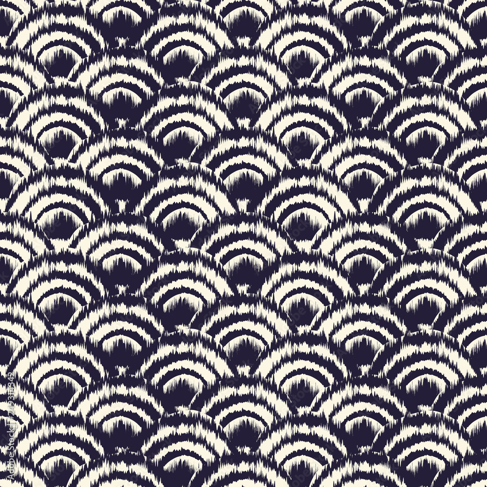 Monochrome dyed effect tribal wave background inspired by Japanese  traditional Seigaiha designs and Ikat dyeing technique. Stock Vector |  Adobe Stock, image size:1000x1000