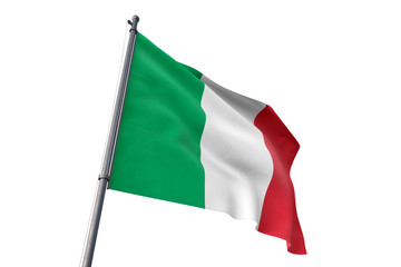 Sticker - Italy flag waving isolated white background 3D illustration