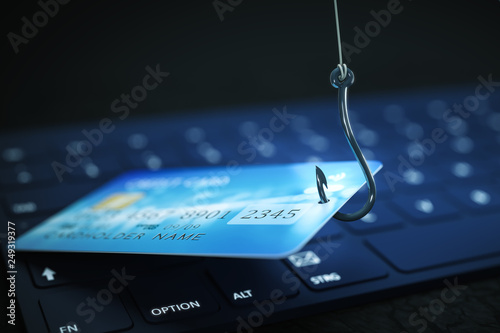 Cuadros en Lienzo phishing credit card data with keyboard and hook symbol