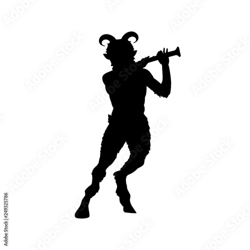 Fotomural Satyr Faun flute game silhouette ancient mythology fantasy