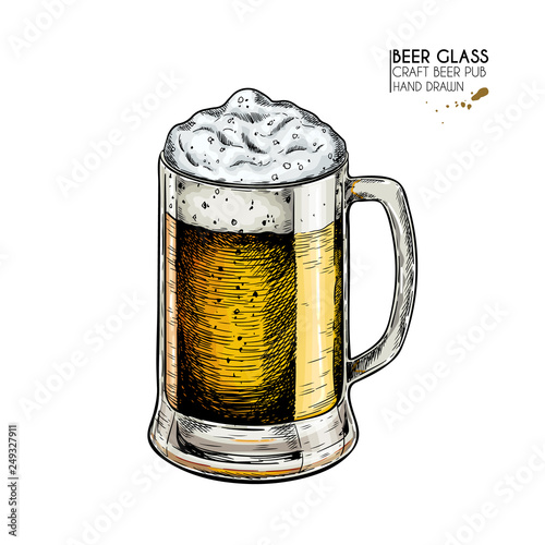 Hand Drawn Beer Set Vector Glass Beer Mug Oktoberfest Sain