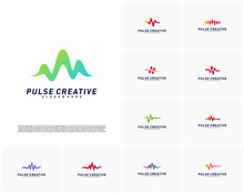 Set Of Medical Pulse Or Wave Logo Design Concept.Health Pulse Logo Template Vector. Icon Symbol