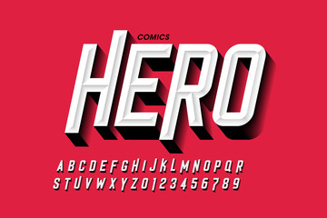 Poster - Comics hero style font design, alphabet letters and numbers