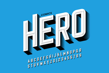 Wall Mural - Comics hero style font design, alphabet letters and numbers