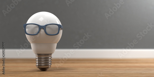Cuadros en Lienzo 3D Illustration weiße Glühbirne mit Brille