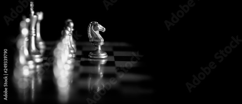 Fotomural Pieces on chess board for playing game and strategy