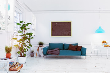 Wall Mural - modern scandinavian living room design.