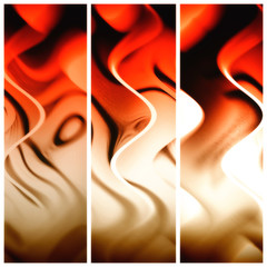 Wall Mural - Abstract modern triptych. Flame wavy lines movement. S of 3 vertical banners. Illustration.