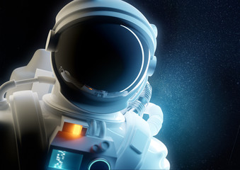Wall Mural - portrait of an astronaut spaceman floating in space. 3d people illustration.