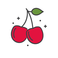 Poster - Cherry line icon on white background for graphic and web design, Modern simple vector sign. Internet concept. Trendy symbol for website design web button or mobile app