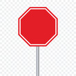 Stop road sign for traffic on transparent background
