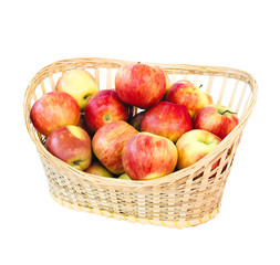 Wall Mural - basket with apples, isolated on white