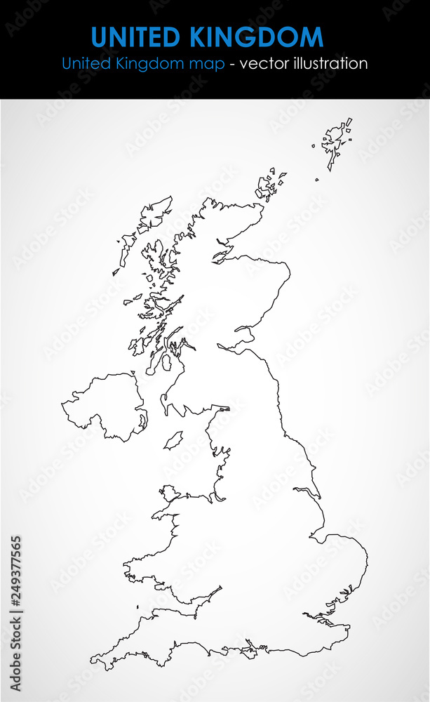 United Kingdom map outline graphic. Vector illustration Stock Vector ...