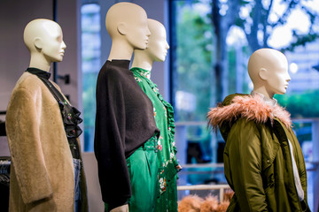 Female mannequins in a fashion store