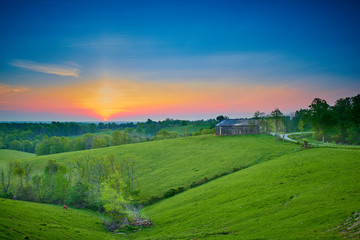 Wall Mural - Sunrise Over Kentucky Farm