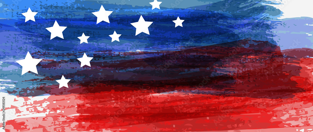 Background with USA painted flag - obrazy, fototapety, plakaty 