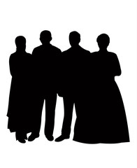 Canvas Print - family members, silhouette vector