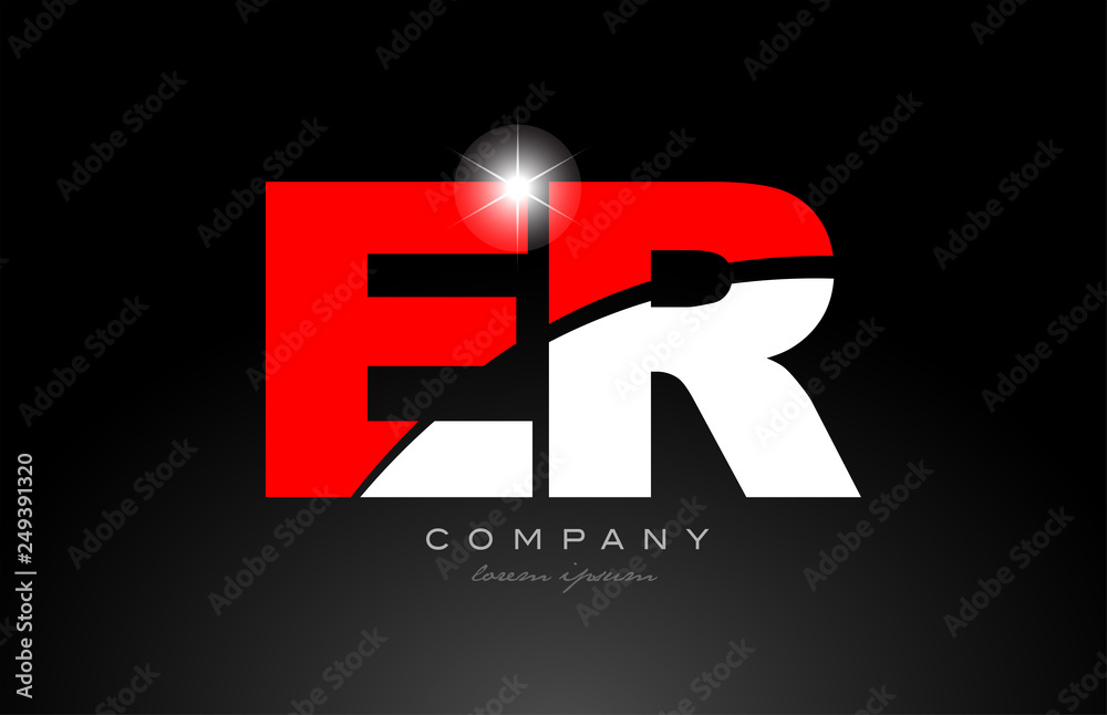 red white color letter combination er e r alphabet for logo icon design ...