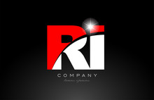 Red White Color Letter Combination Ri R I Alphabet For Logo Icon Design