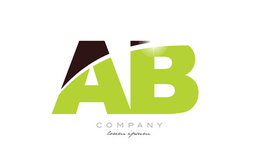 letter ab ab  alphabet combination in green and brown color for logo icon design