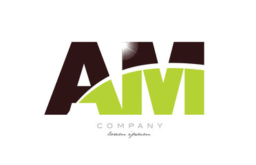 letter am a m alphabet combination in green and brown color for logo icon design