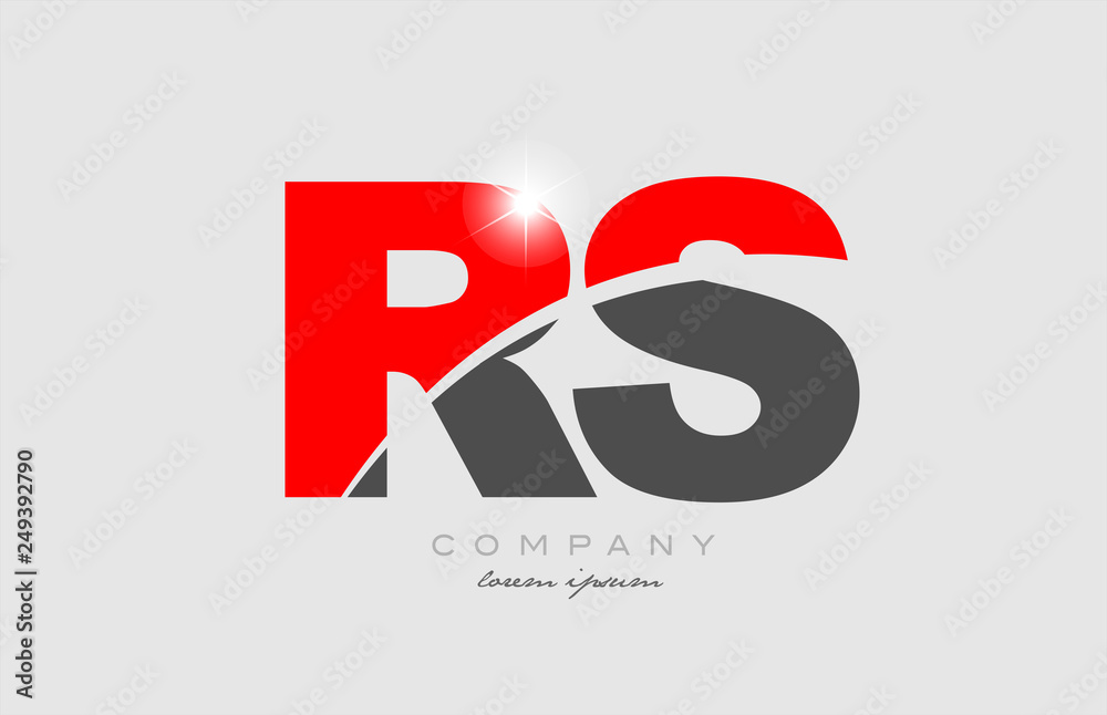 combination letter rs r s in grey red color alphabet for logo icon ...