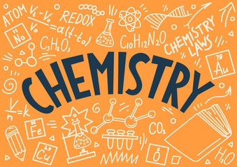 Wall Mural - Chemistry. Education doodles and lettering.