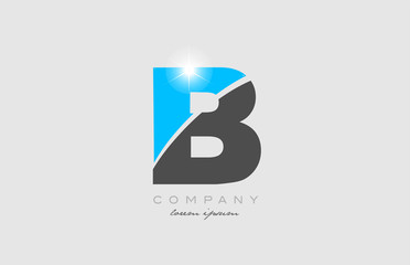 letter b in grey blue color alphabet for logo icon design