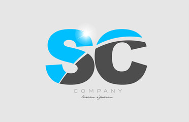 combination letter sc s c in grey blue color alphabet for logo icon design