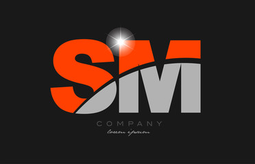 combination letter sm s m in grey orange color alphabet for logo icon design