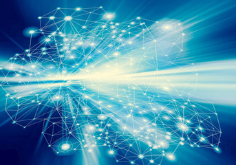 Poster - Technological background, Internet concept of global business. Internet connection, abstract of science and technology graphic design