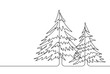 Pine Trees Continuous Line Vector Graphic