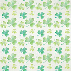 Canvas Print - Green clover watercolor seamless illustration