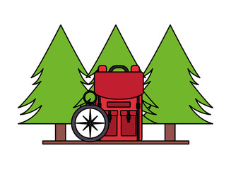 Sticker - camping backpack compass trees