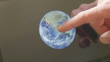 Reflection Of A Caucasian Pointing At The Earth On A Screen Themes Of Astronomy Science Earth Space - Created With Public Domain Images From Nasa