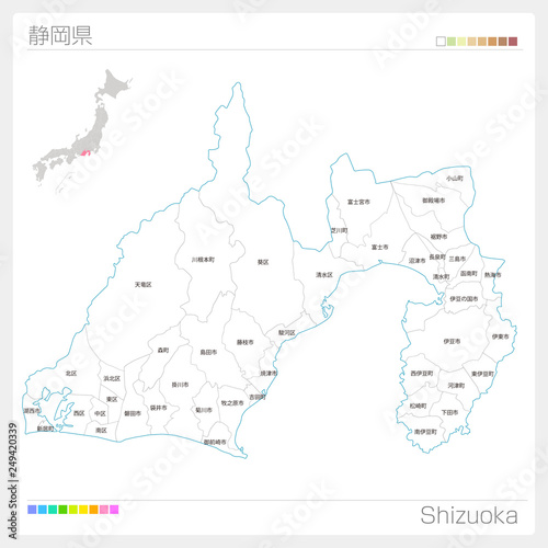 静岡県の地図 市町村 区分け Adobe Stock でこのストックベクターを購入して 類似のベクターをさらに検索 Adobe Stock