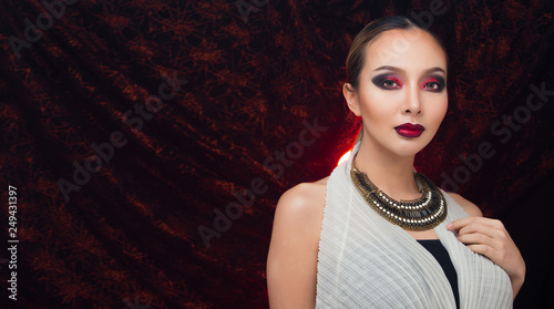 Fashion Asian Woman Skin Blonde Black Hair Beautiful High Fashion Asian Woman Skin Blonde Black Hair Beautiful High