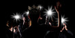 © Jade - Back side view of Miss Pageant beauty contest with Silver Diamond Crown wave hand to many Photographers who shoot photo image to celebrity at red carpet event, and flash fire light came out copy space