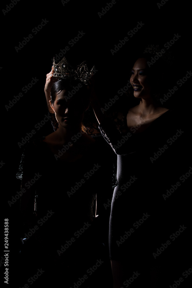 Two Silhouette Shadow Back Rim Light of Miss Pageant Beauty Queen ...