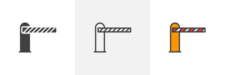 Poster - Automatic car barrier icon. Line, glyph and filled outline colorful version, Parking barrier outline and filled vector sign. Symbol, logo illustration. Different style icons set. Pixel perfect vector