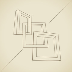 Aufkleber - Three rectangular 3D frames blueprint
