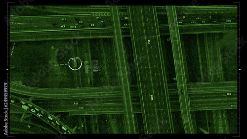Fotomural Futuristic HUD satellite car surveillance and identification counter terrorist m