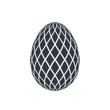 Easter Egg Icon. Black Egg Sign, Isolated White Background. Simple Design, Decoration Happy Easter. Holiday Decorative Element. Cute Pattern Ornament Celebration. Spring Symbol. Vector Illustration
