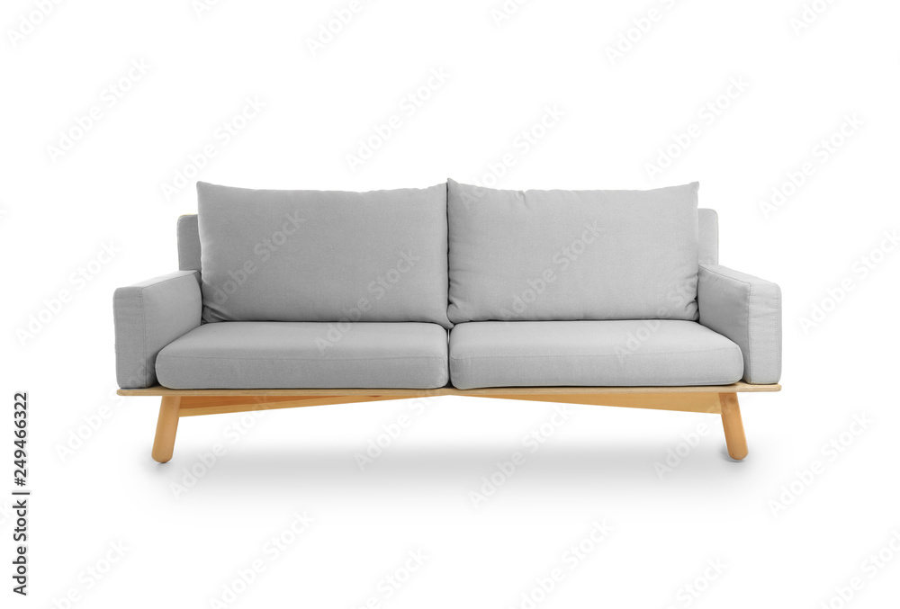 Comfortable sofa on white background
