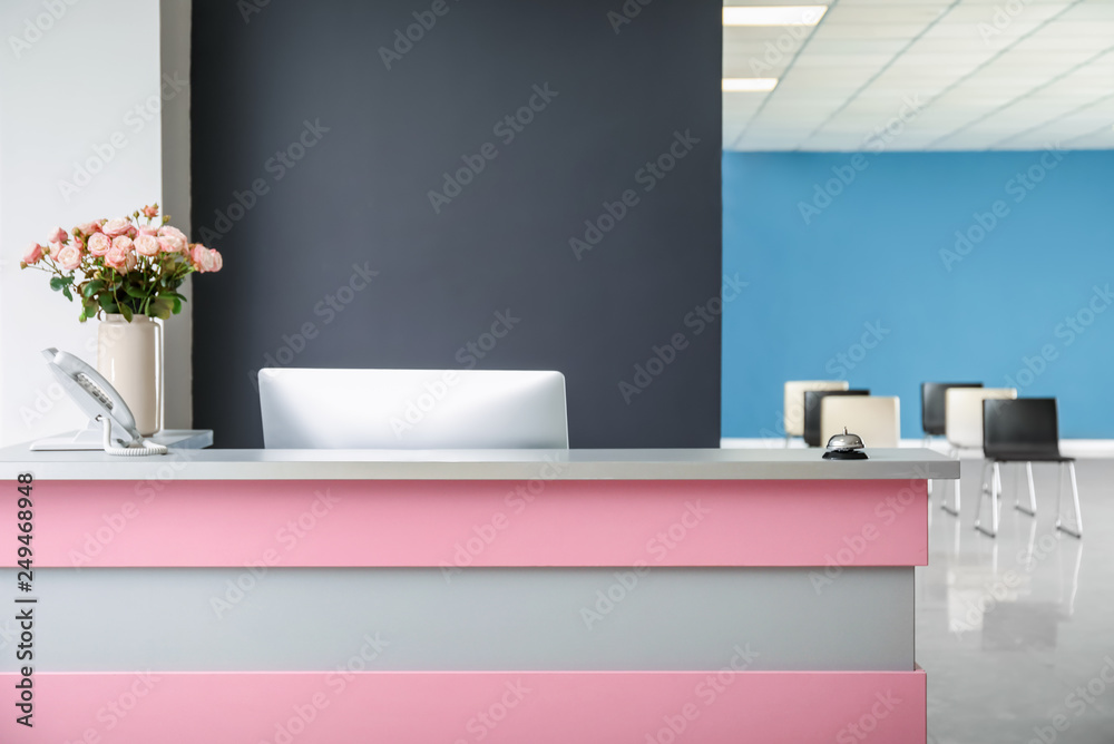 Modern reception desk in hotel