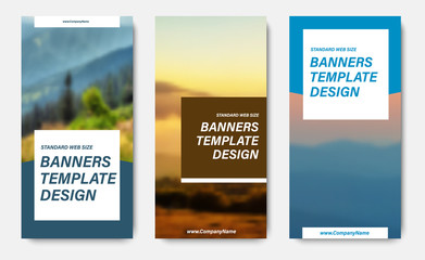 Poster - Design of vertical vector banners with place for a photo and squares for text.