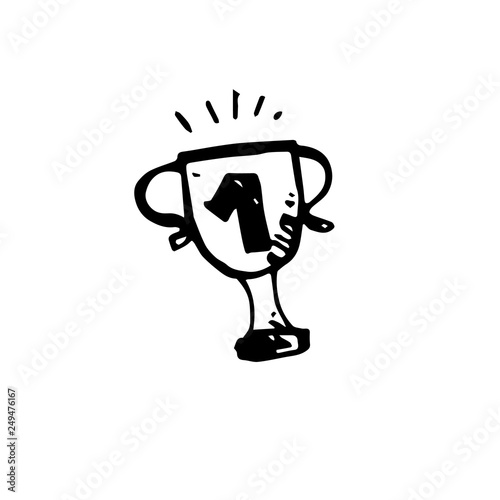 Icon Black Hand Drawn Simple Outline Trophy Symbol Vector Illustrator On White Background Buy This Stock Vector And Explore Similar Vectors At Adobe Stock Adobe Stock